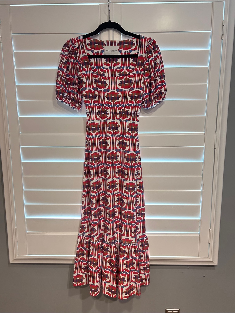Smith & Quinn Lucy Dress in Plaid Daisy Red White Multi Size Small